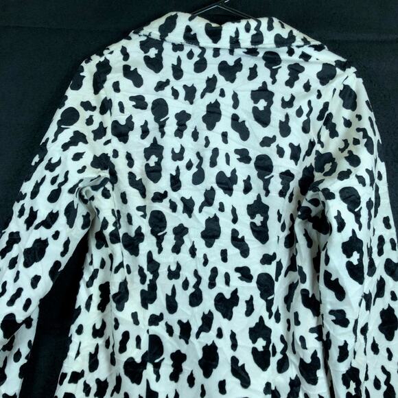 Vintage Misdemeanor Coat Black White Cow Print Boutique Animal Silk Lined S - Picture 12 of 13